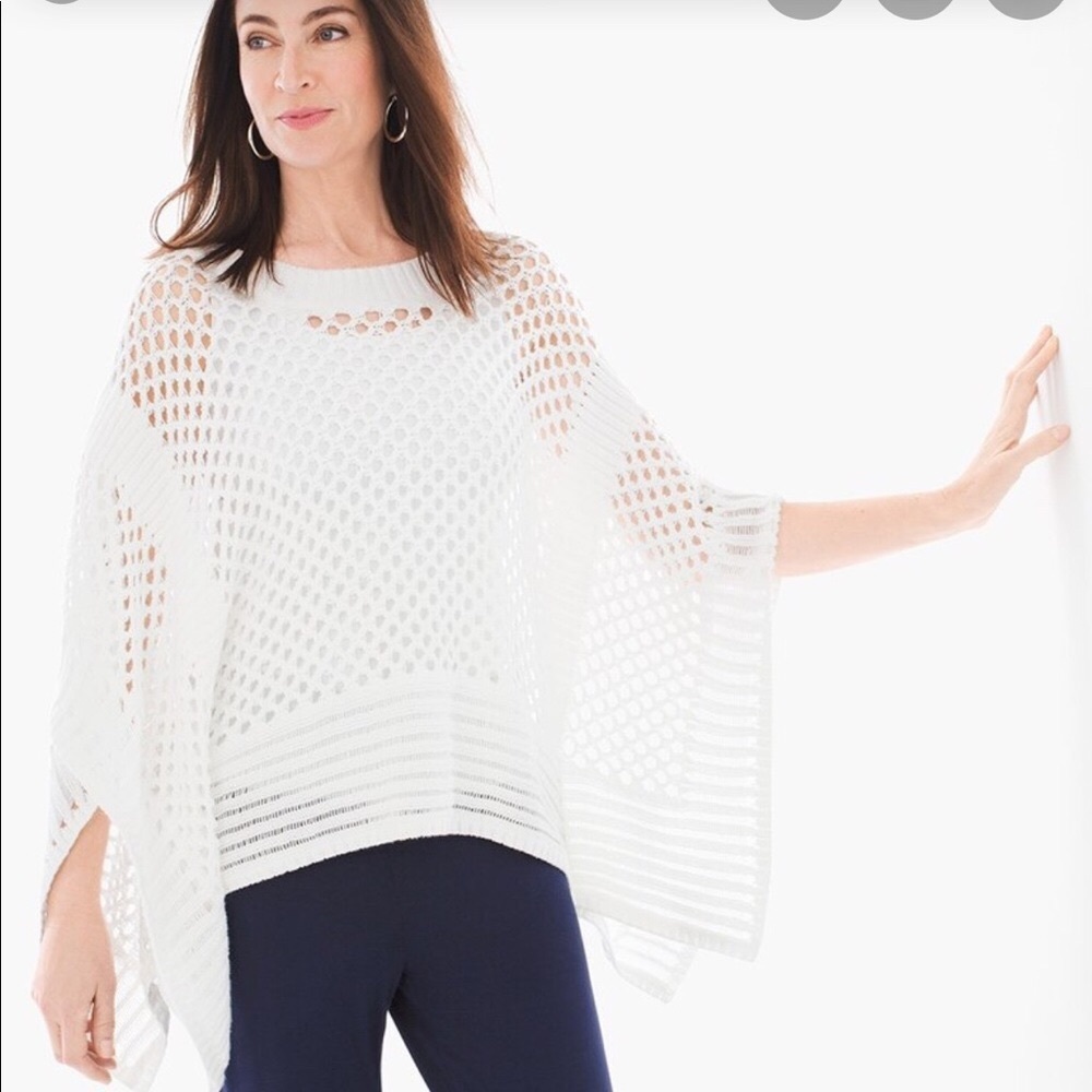NWT Zenergy by Chico’s Crochet Sweater Lightweight Layer S/M 100% COTTON